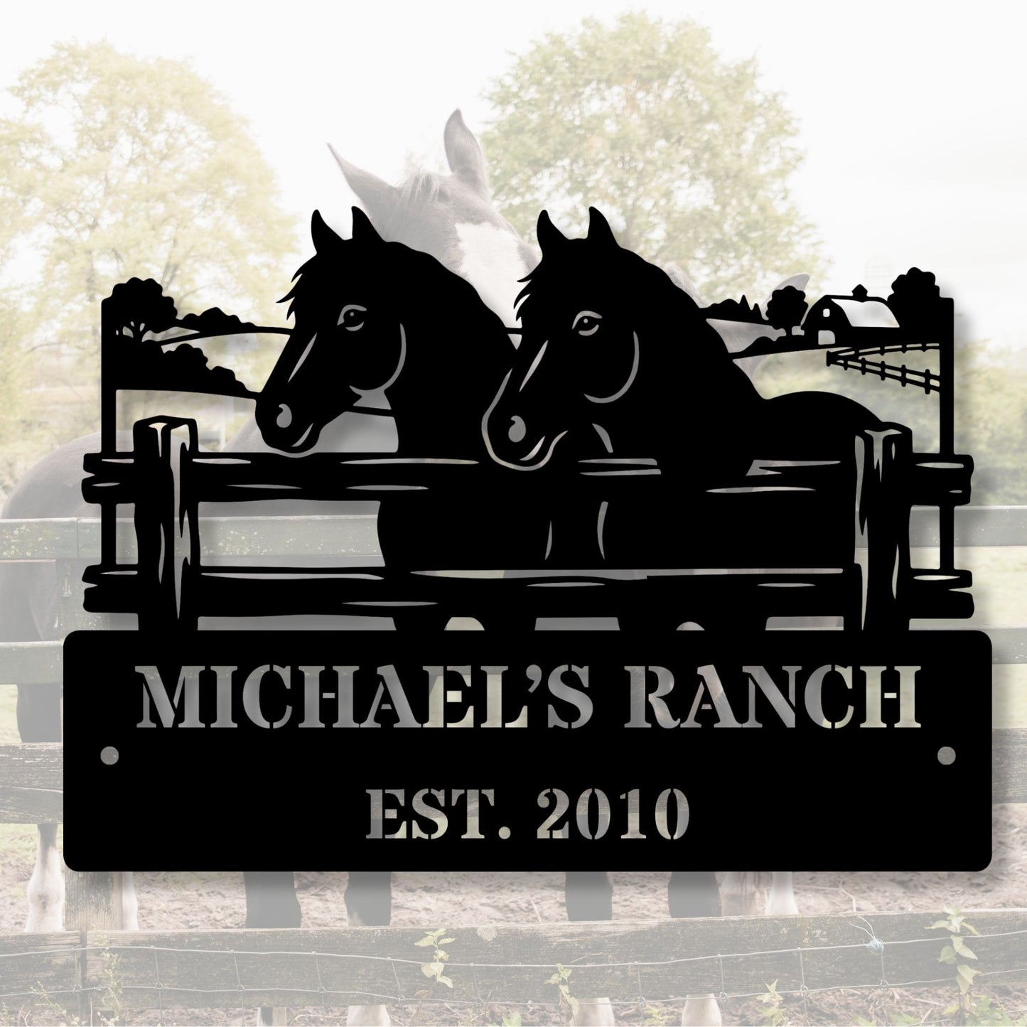 Custom Horse Ranch Metal Sign, Personalized Farm Sign, Equestrian Decor, Rustic Stable Sign, Horse Barn Decor, Western Home Gift