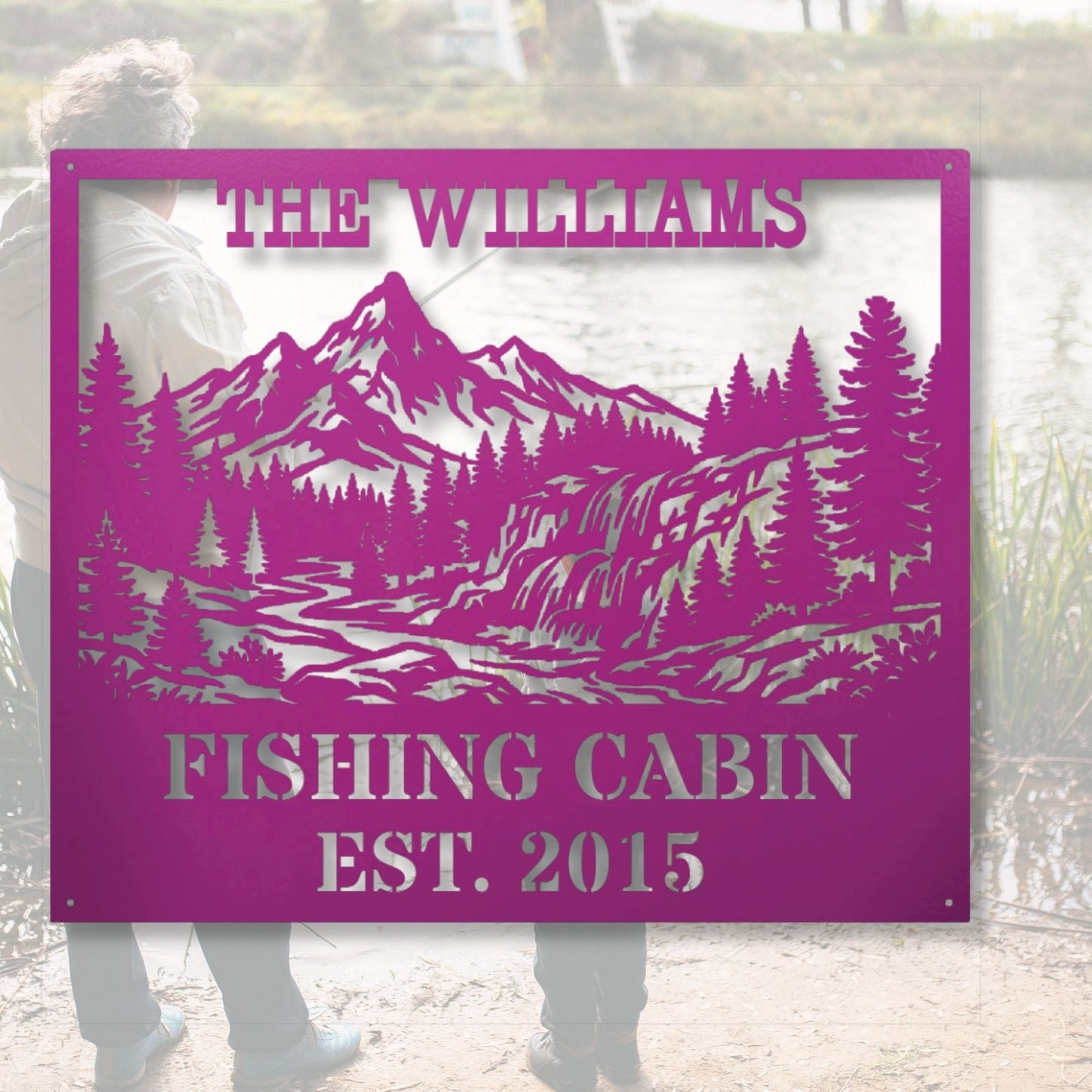 Custom fishing cabin metal decor, Fishing wall art, Rustic cabin sign, Fisherman gift, Lake house decor, Personalized metal sign