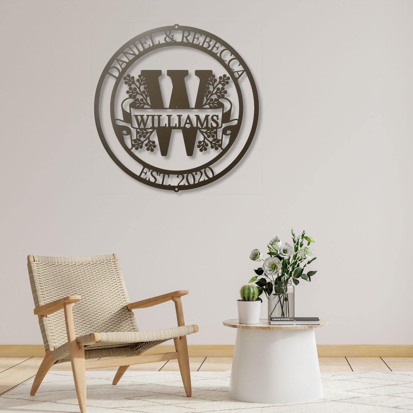 Custom Monogram Metal Sign with Family Name | Personalized Wedding Gift | Est Last Name Sign, Anniversary Gift for Parents, Outdoor Wall Art