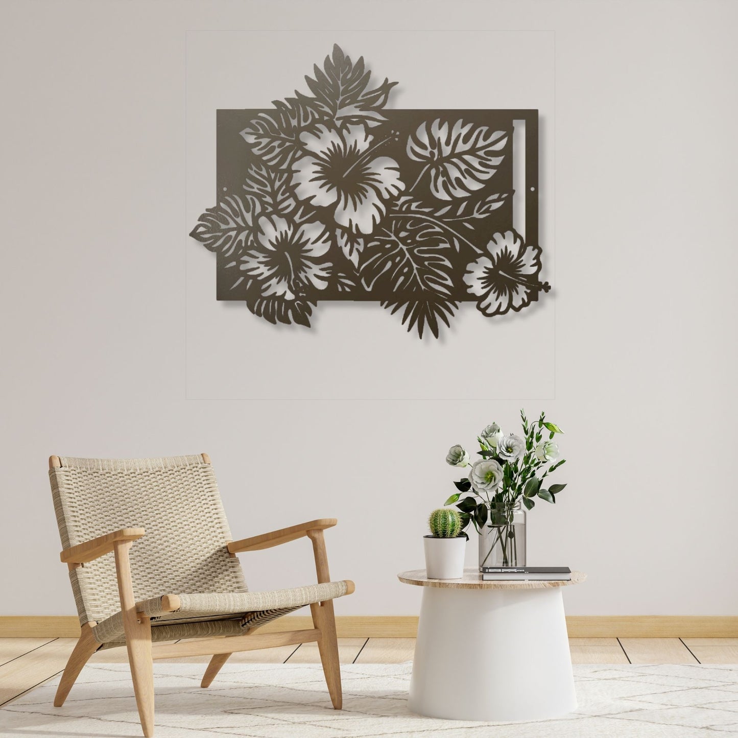 Floral Metal Wall Decor, Metal Flower Wall Art, Botanical Wall Sculpture, Rustic Farmhouse Home Decor, Living Room Bedroom Decoration