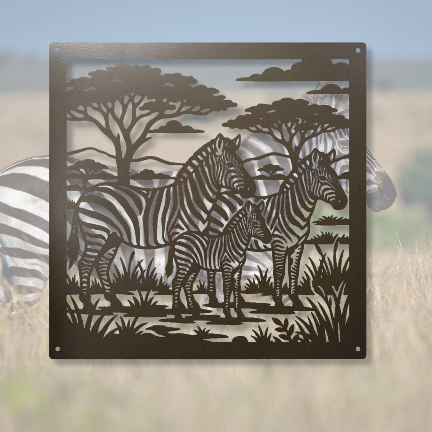 African Zebra Metal Wall Art, Safari Animal Metal Sign, Zebra Stripes Home Decor, African Wildlife Wall Hanging, Nature Lover Gift, Savannah Silhouette