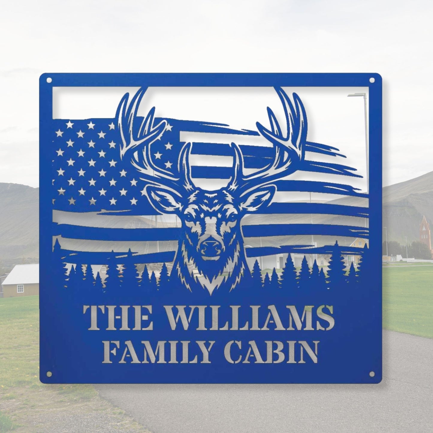Personalized Hunting Gift for Men | Custom Deer Metal Art | Family Name Sign Outdoor, Buck and Doe Art, Father's Day Gift, Campsite Sign