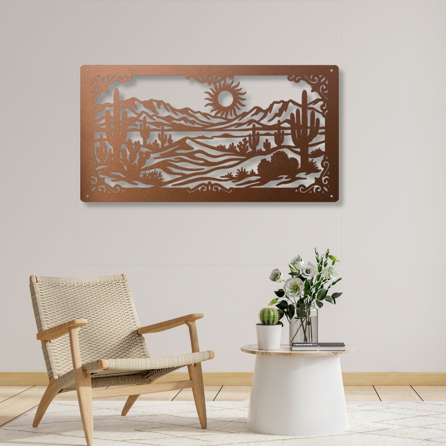 Southwestern Desert Metal Wall Art, Desert Wall Decor, Western Wall Art, Rustic Metal Art, Southwest Home Decor, Cactus Wall Hanging