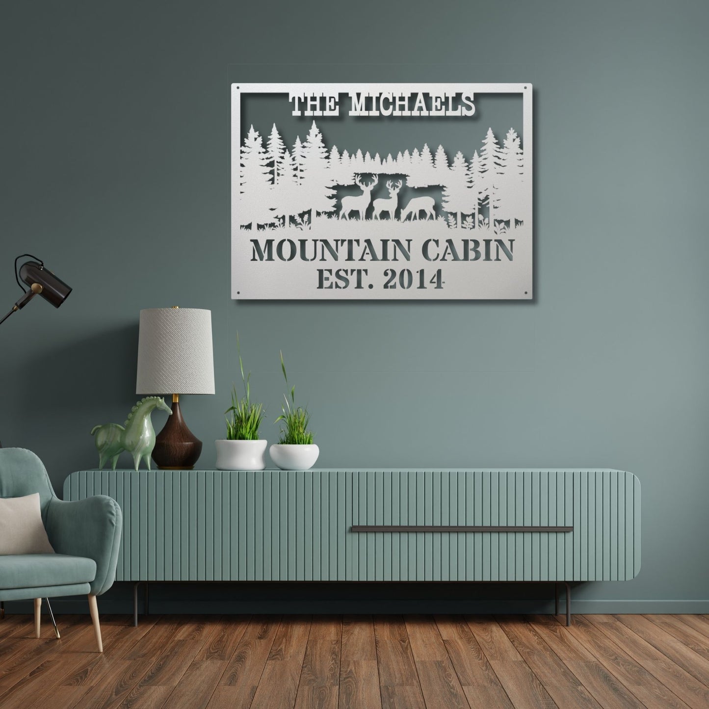 Personalized Deer Family Metal Wall Art, Custom Deer Home Decor, Rustic Wildlife Wall Art, Hunting Gift, Farmhouse Cabin Decor
