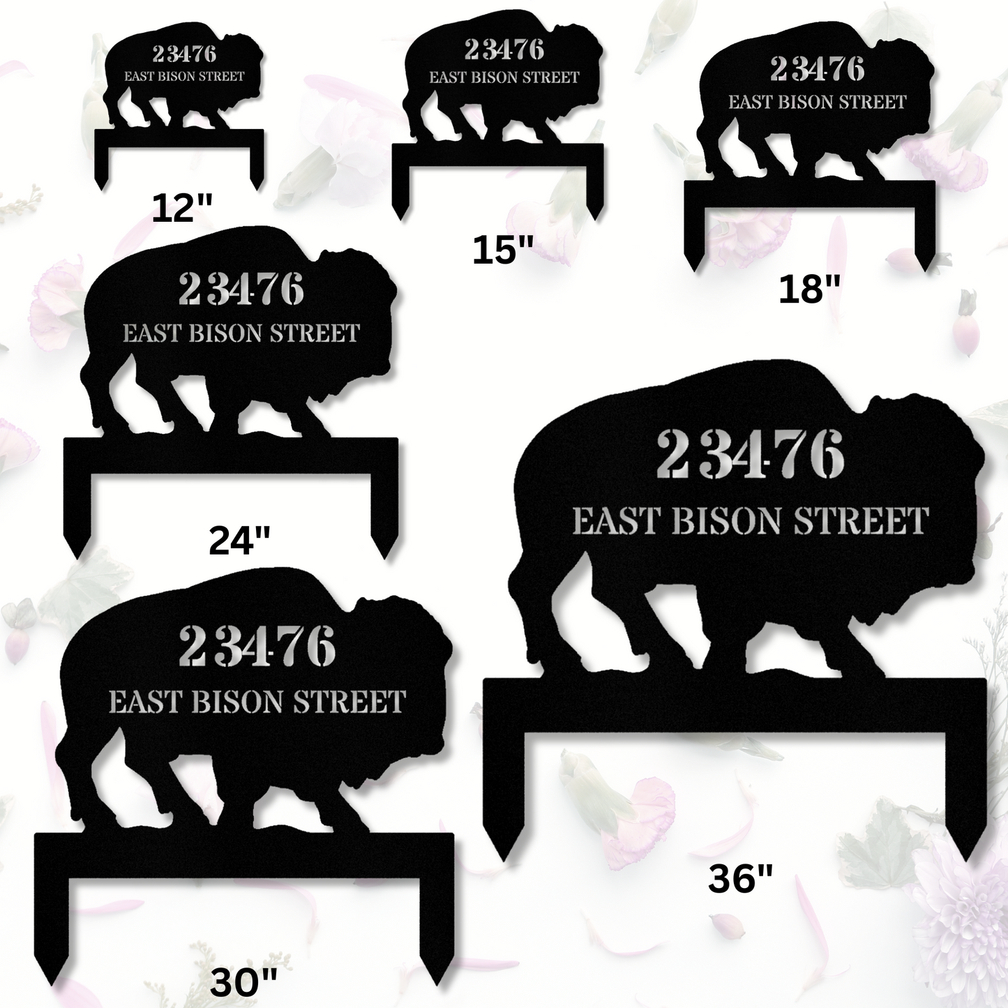 Bison Address Metal Stake, Address Plaque, Newhome Address Sign, Outdoor House Number, Wildlife Address Sign