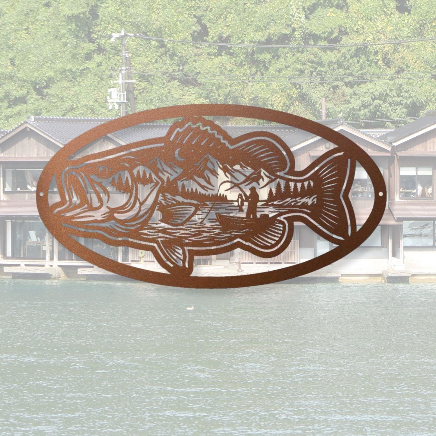 Fishing Cabin Decor, Metal Lake Sign, Lake House Wall Decor, Fisherman Gift, Rustic Outdoor Art, Personalized River House Metal Decor