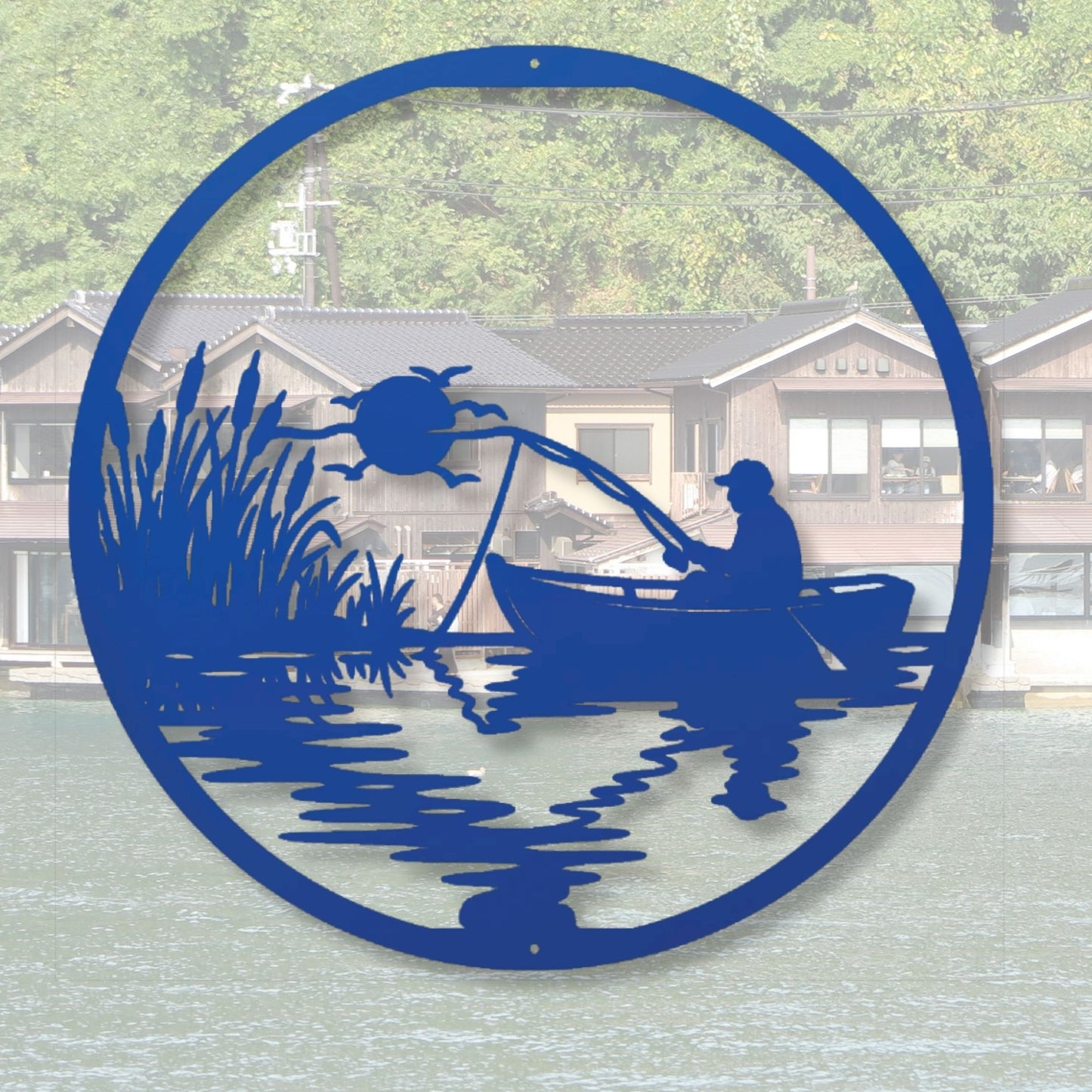 Lake Fishing Metal Wall Art, Fishing Wall Decor, Bass Fisherman Gift, Lake House Decor, Rustic Outdoor Metal Art, Gift for Fishing Lover