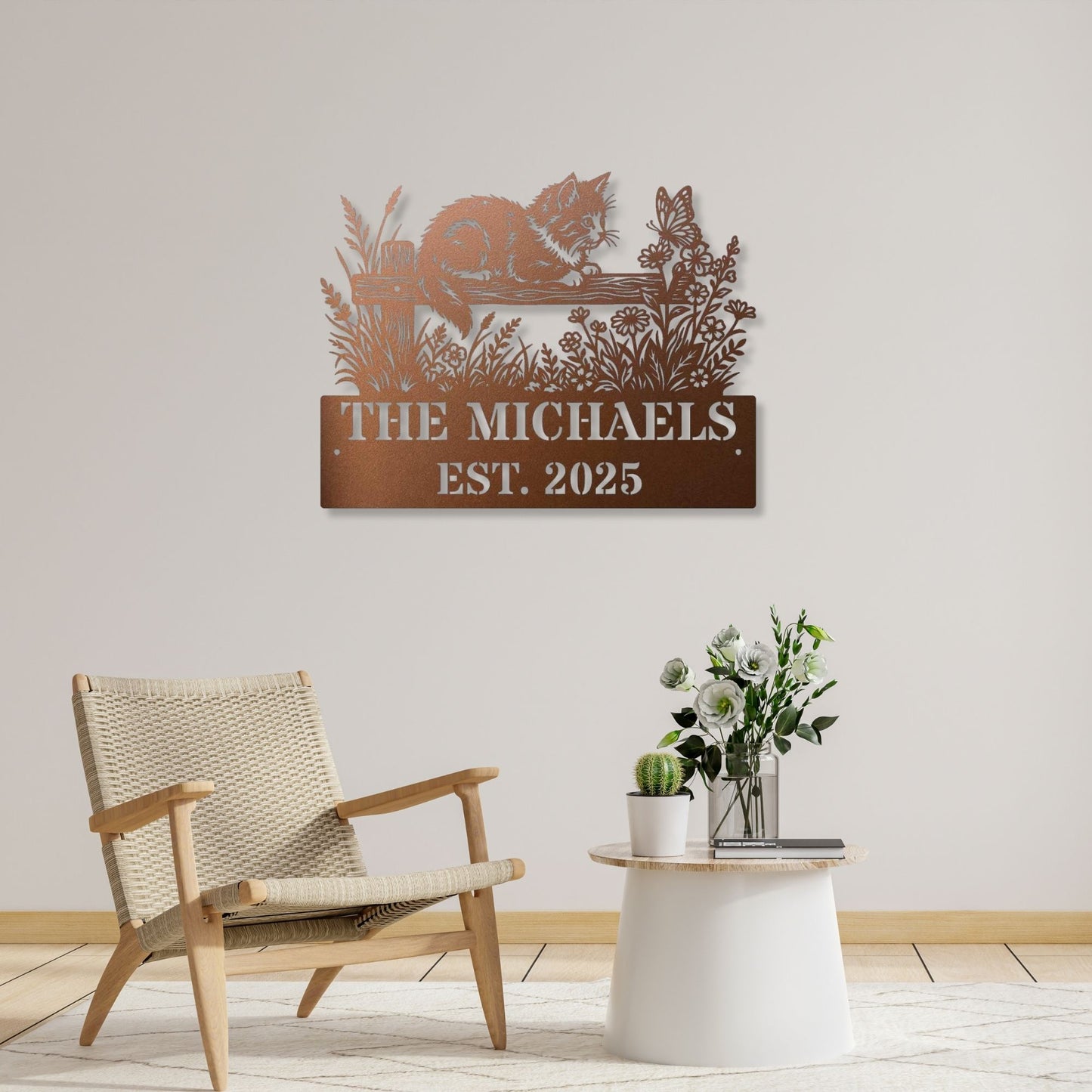 Personalized Cat Metal Sign, Custom Pet Wall Art, Cat Lover Gift, Metal Name Sign for Cat, Cute Kitten Silhouette, Custom Outdoor Pet Decor