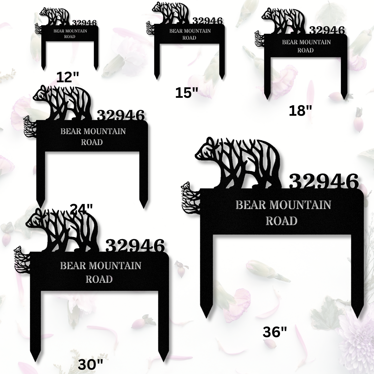 Customized Bear Tree Address Stake Sign, Bear Cub Address Metal Sign Metal House Numbers Outdoor Address sign, Tree Animal Sign, Patio Decor