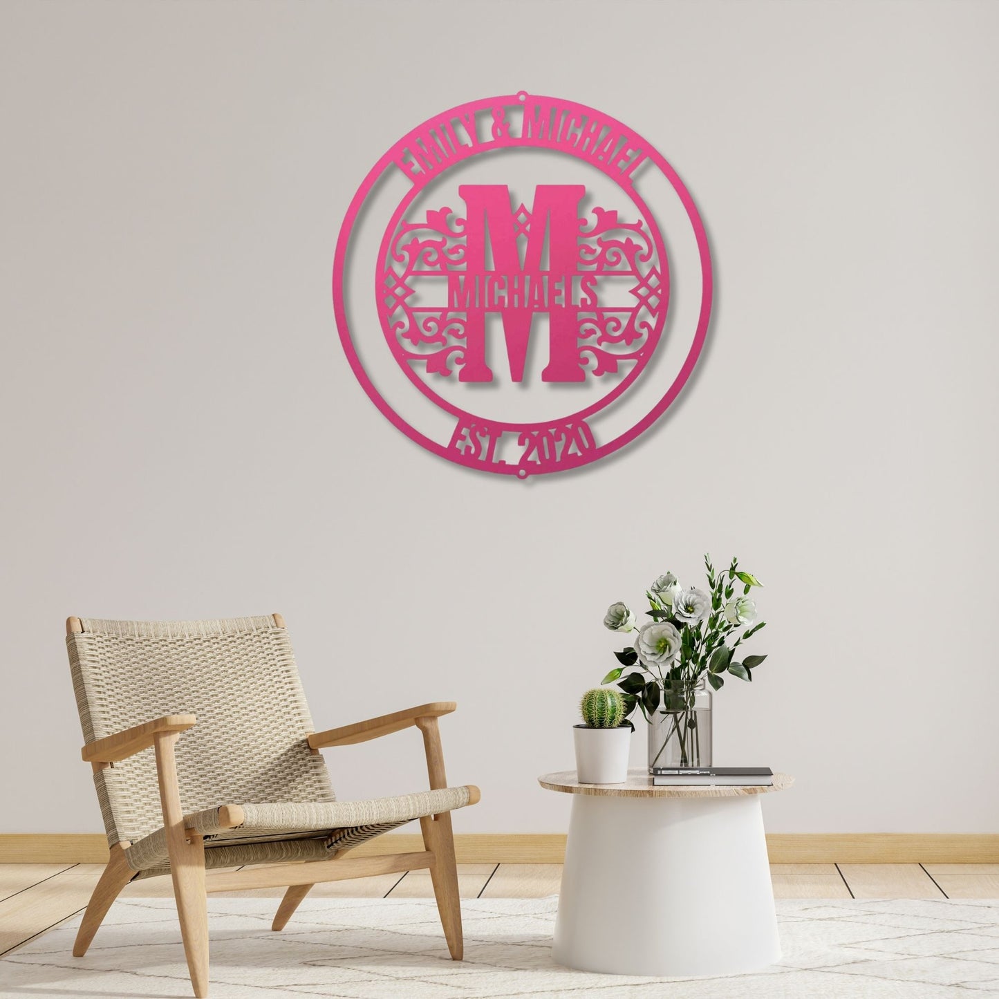 Personalized Wedding Gift Monogram | Custom Metal Art Family Name Sign | Anniversary Gift for Couple, Newlywed Wall Decor, Bridal Shower