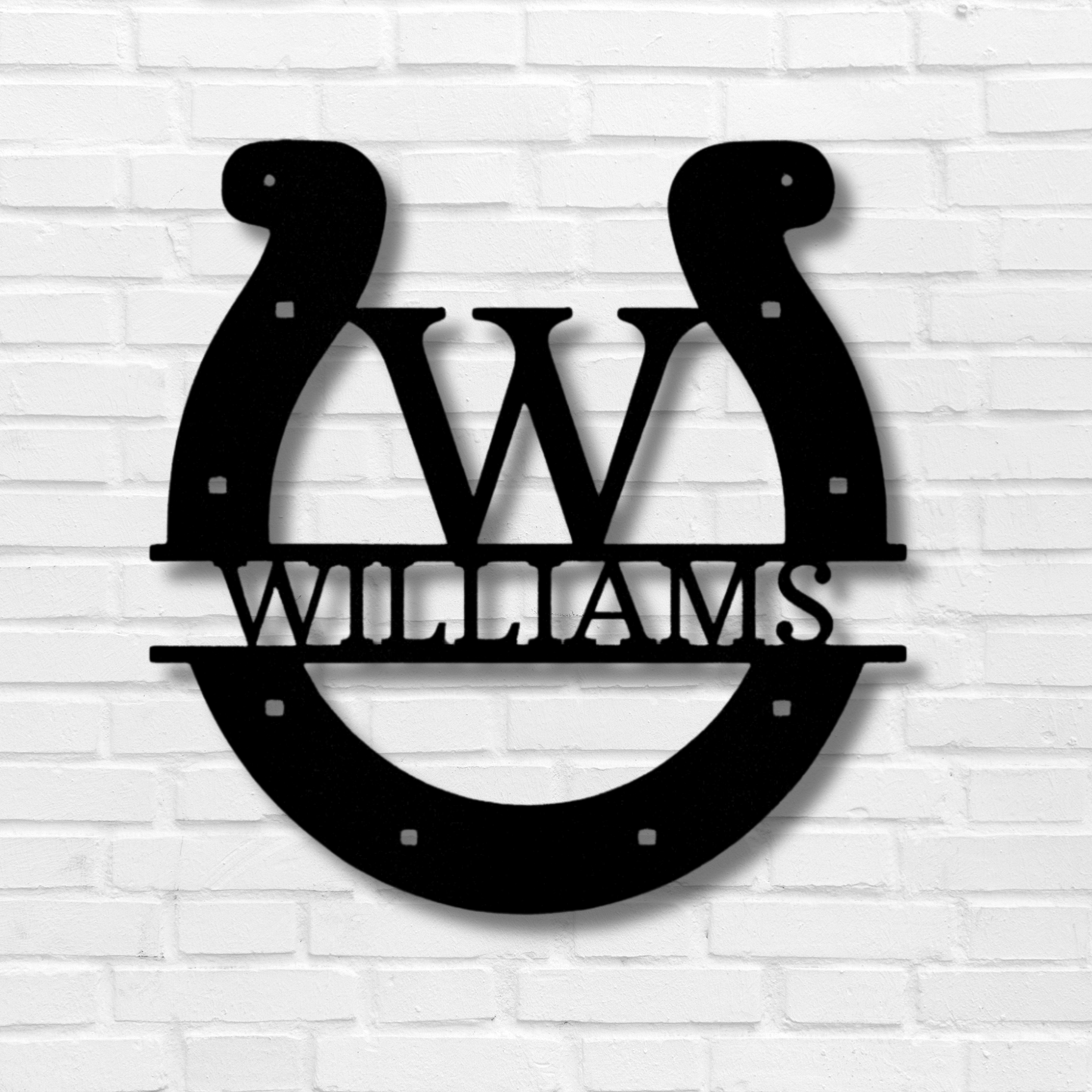 Custom Horseshoe Monogram - Metal Steel Sign