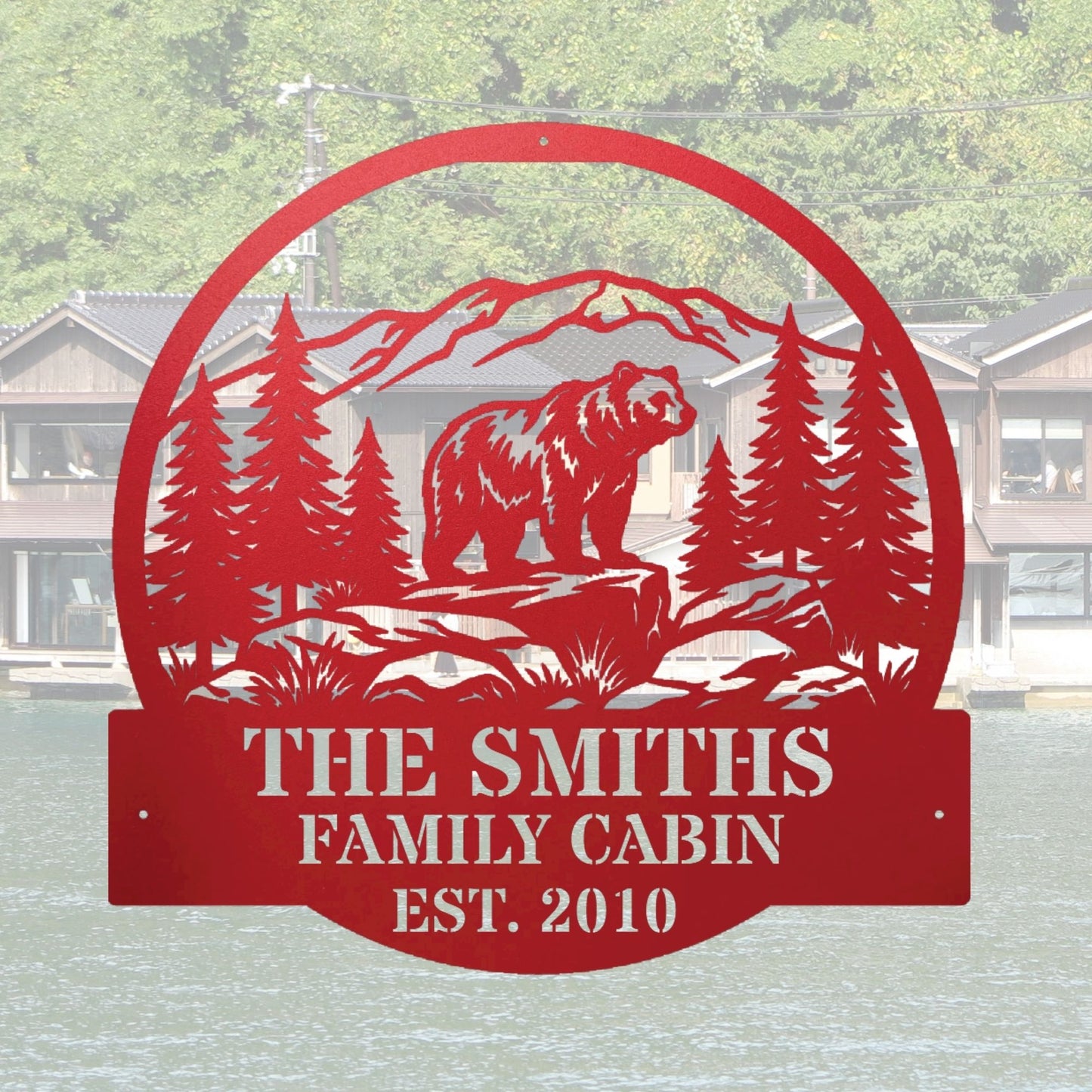 Personalized Mountain Cabin Decor Sign, Custom Cabin Sign, Rustic Lodge Decor, Mountain Home Gift, Cabin Wall Art, Wood Sign