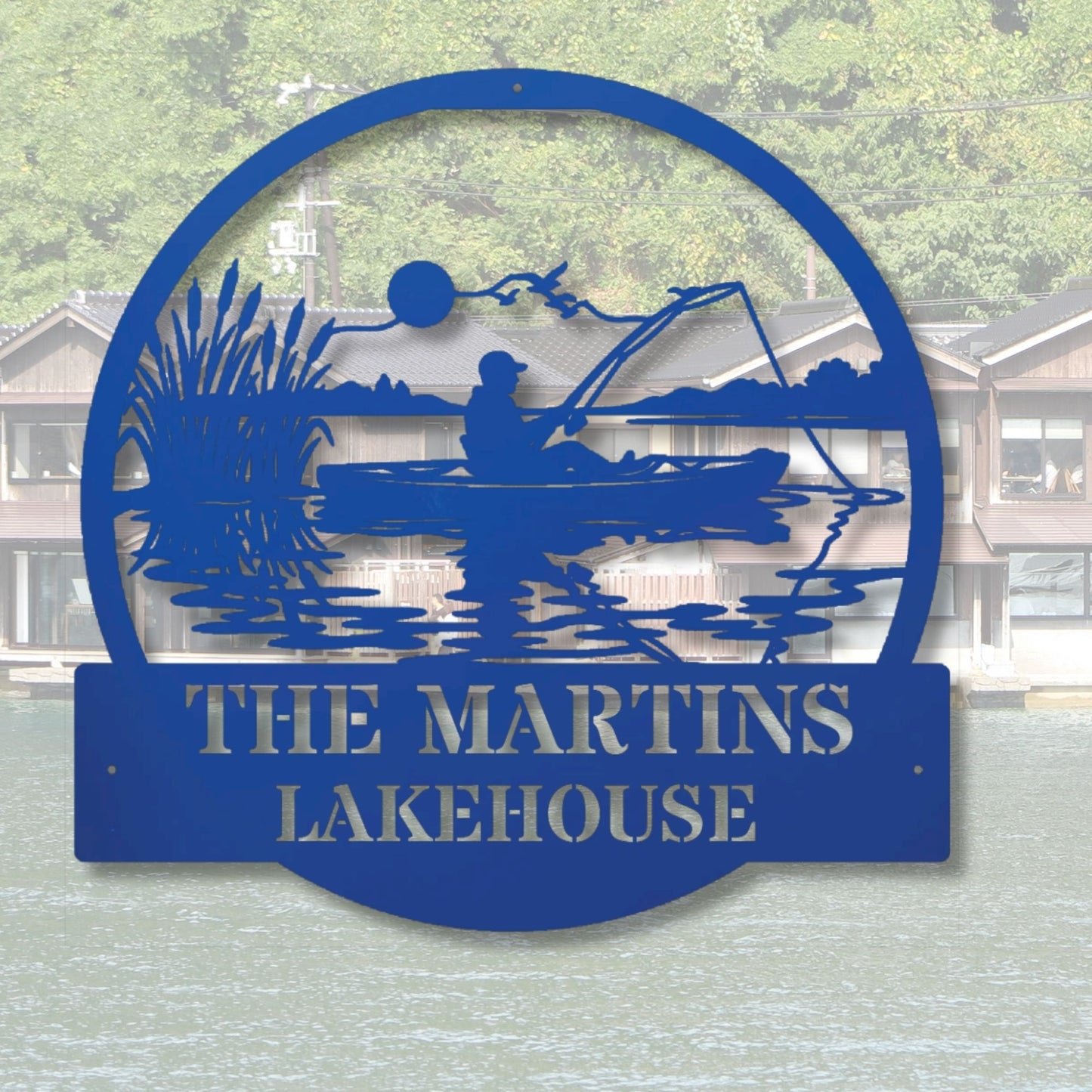 Custom fishing cabin sign, personalized fishing decor, lake house sign, fisherman gift, rustic cabin wall art, fishing lodge decor