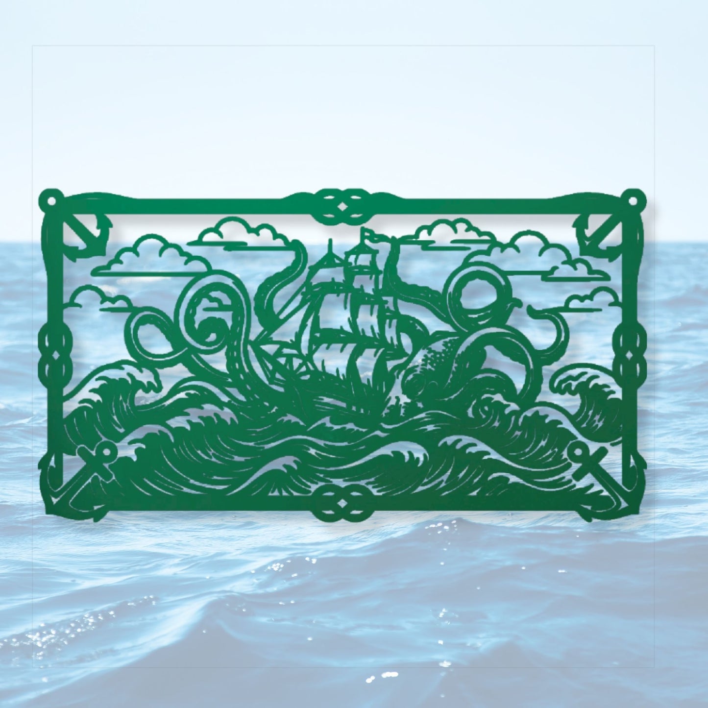 Sea Monster Metal Wall Art, Kraken Wall Decor, Ocean Creature Art, Nautical Home Decor, Voyage Art, Coastal Metal Sculpture, Marine Gift