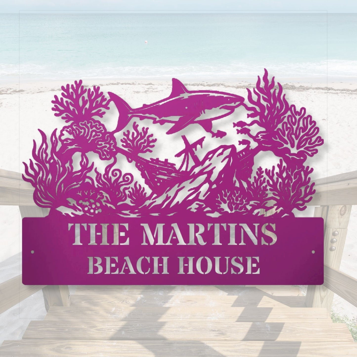 Personalized Seaside Metal Sign, Custom Beach House Sign, Coastal Decor, Ocean Wall Art, Nautical Home Decor, Beach Gift for Her