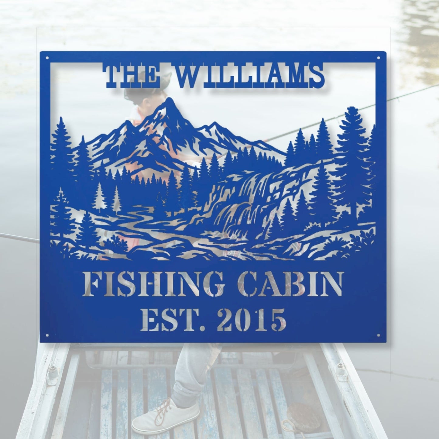 Custom fishing cabin metal decor, Fishing wall art, Rustic cabin sign, Fisherman gift, Lake house decor, Personalized metal sign