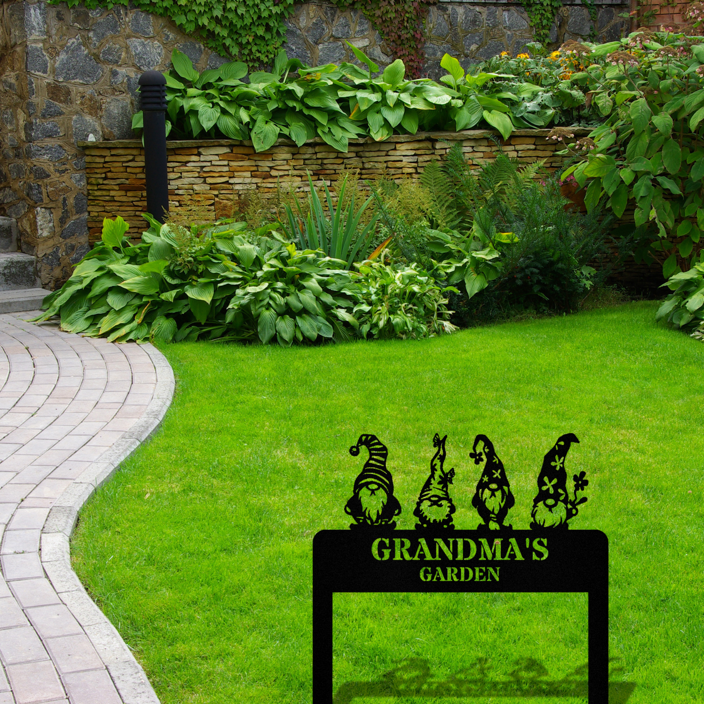 Gnome Metal Garden Stake, Garden Box Stake, Gnome Outdoor Decor, Grandma Gifts, Garden Lover Gift, Garden Metal Deor, Last Name Metal Stake