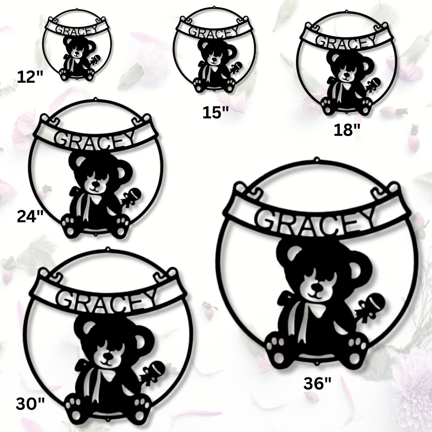 Custom Teddy Bear Metal Sign, Personalized Name Teddy Wall Decor, Kids Room Wall Art Sign, Birthday Gift For A Newborn, Baby shower Gift.