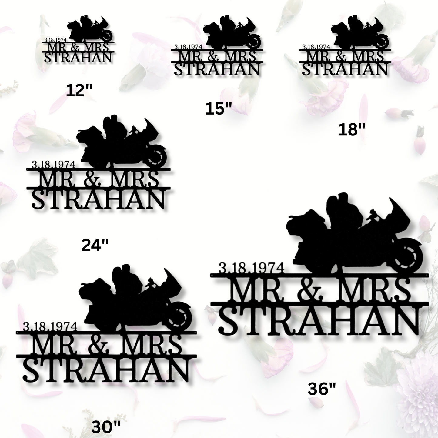 Personalized Mr & Mrs Motorcycle Metal Sign, Custom Motorbike Metal Sign, Personalized Biker Sign, Couples Gift, Anniversary or Wedding Gift