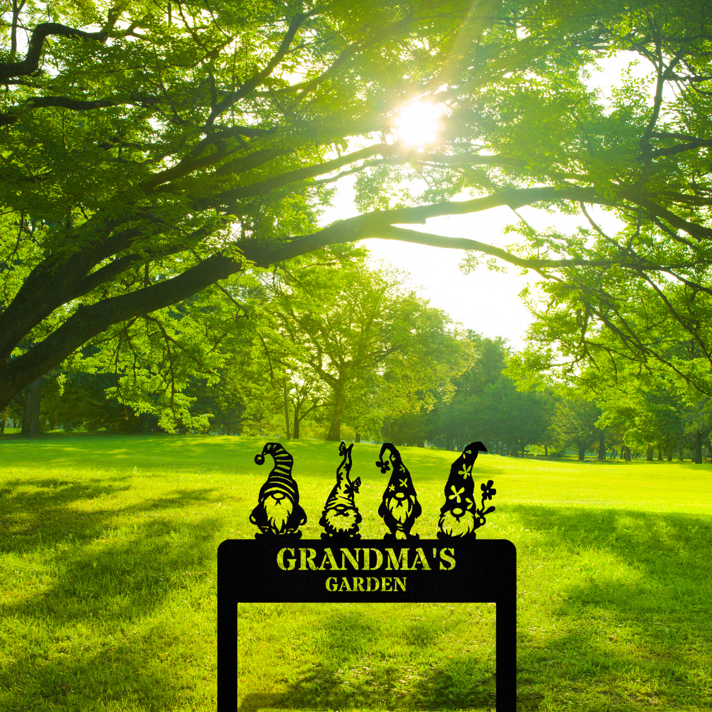 Gnome Metal Garden Stake, Garden Box Stake, Gnome Outdoor Decor, Grandma Gifts, Garden Lover Gift, Garden Metal Deor, Last Name Metal Stake