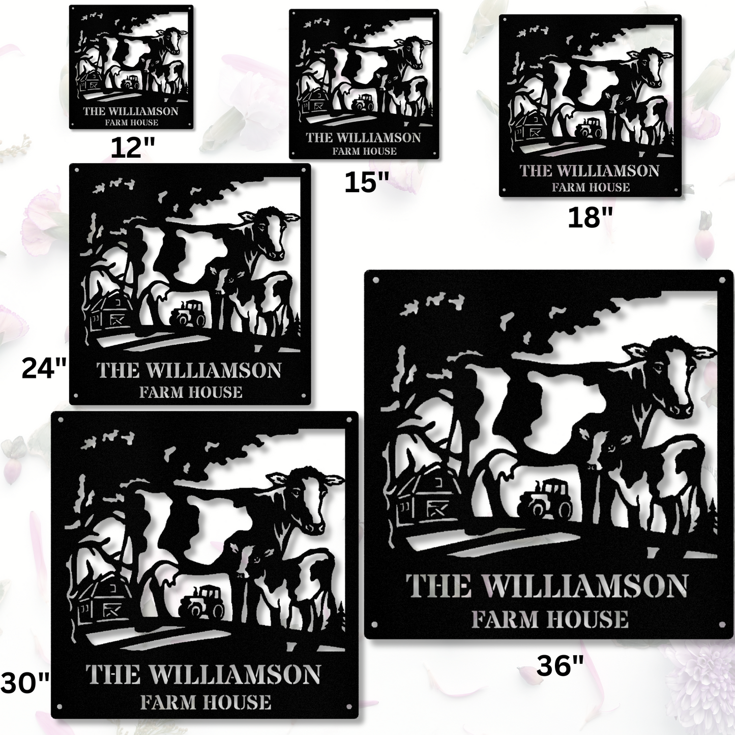 Personalized Farmhouse Metal Sign, Custom Name Wall Sign, Cow Metal Sign, Ranch Metal Sign, Wedding Gift, Cattle Ranch Sign, Father's Day Gift