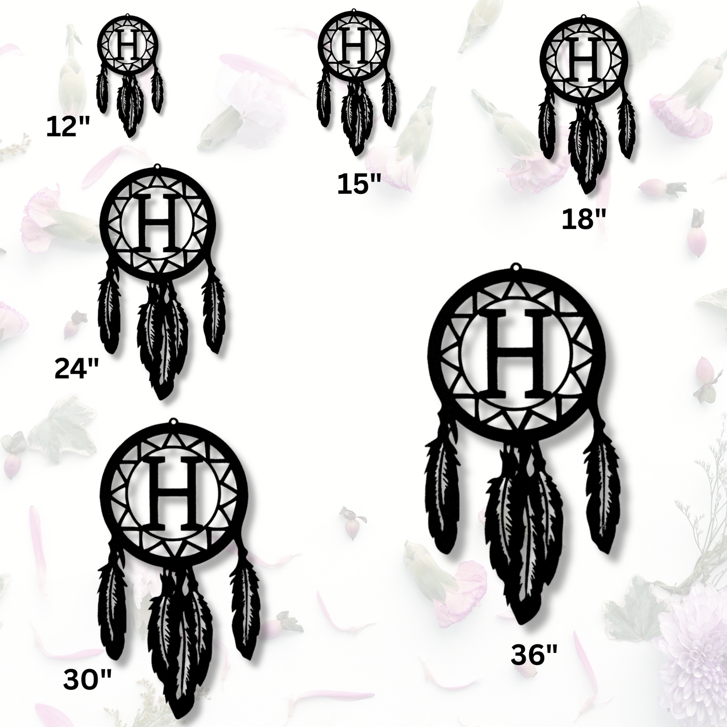 Custom Initial Dream Catcher Metal Sign, Personalized Initial Letter Dream catcher Sign, Housewarming Boho Decor, Family Initial Sign.