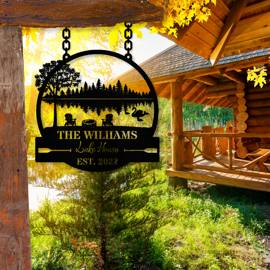 Lake House Metal Sign, Hanging Established Sign, Last Name Metal Sign, Cabin Metal Sign, New Home Gift, River House Sign, Housewarming Gift