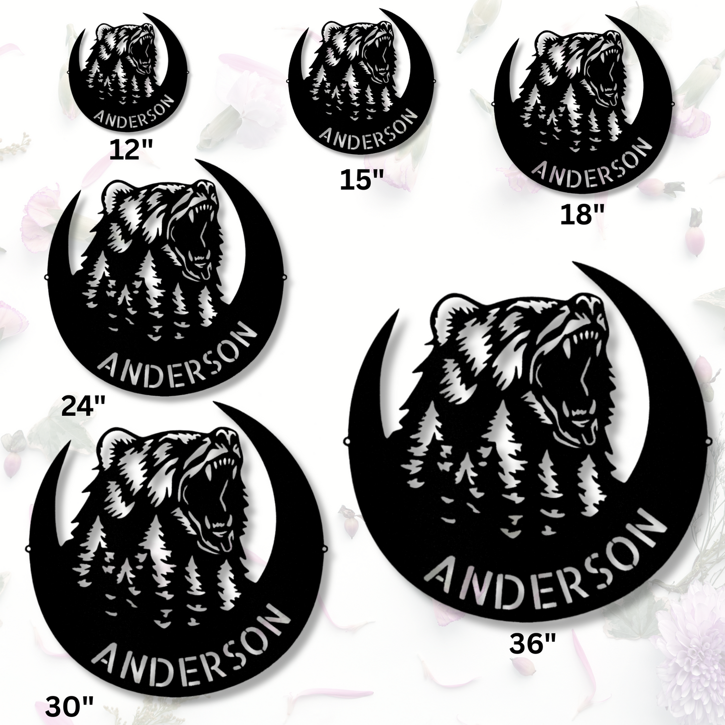 Personalized Roaring Bear Metal Sign, Family Name Wall Decor, Cabin Bear decor, Wildlife Wall Art, Father's Day Gifts, Last Name Wall Sign