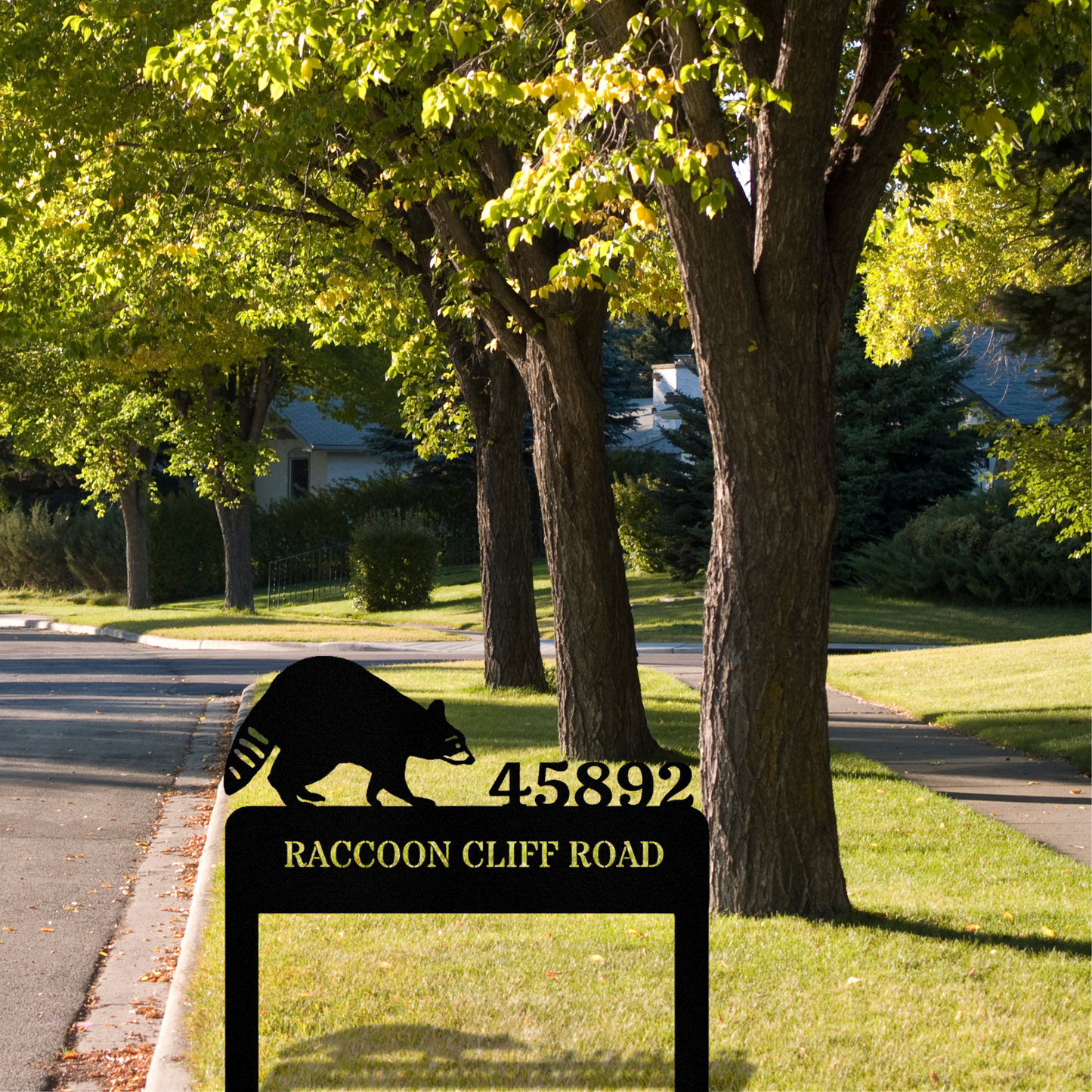 Raccoon Address Metal Stake, Address Plaque, Wildlife Address Stake, Housewarming Gift, House Closing Gift, Raccoon Lover Gift, Address Sign