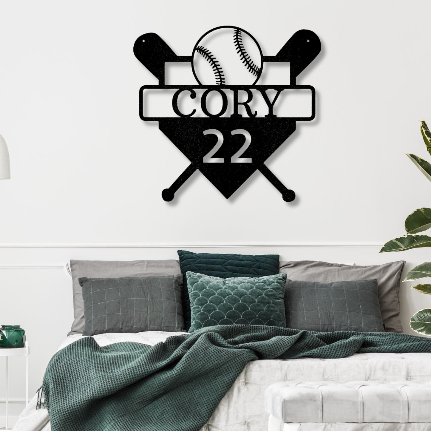 Custom Name Baseball Monogram, Grandson Baseball Metal Sign, Baseball Player Sign, Kids Wall Art, Christmas Gift, Gift for Son