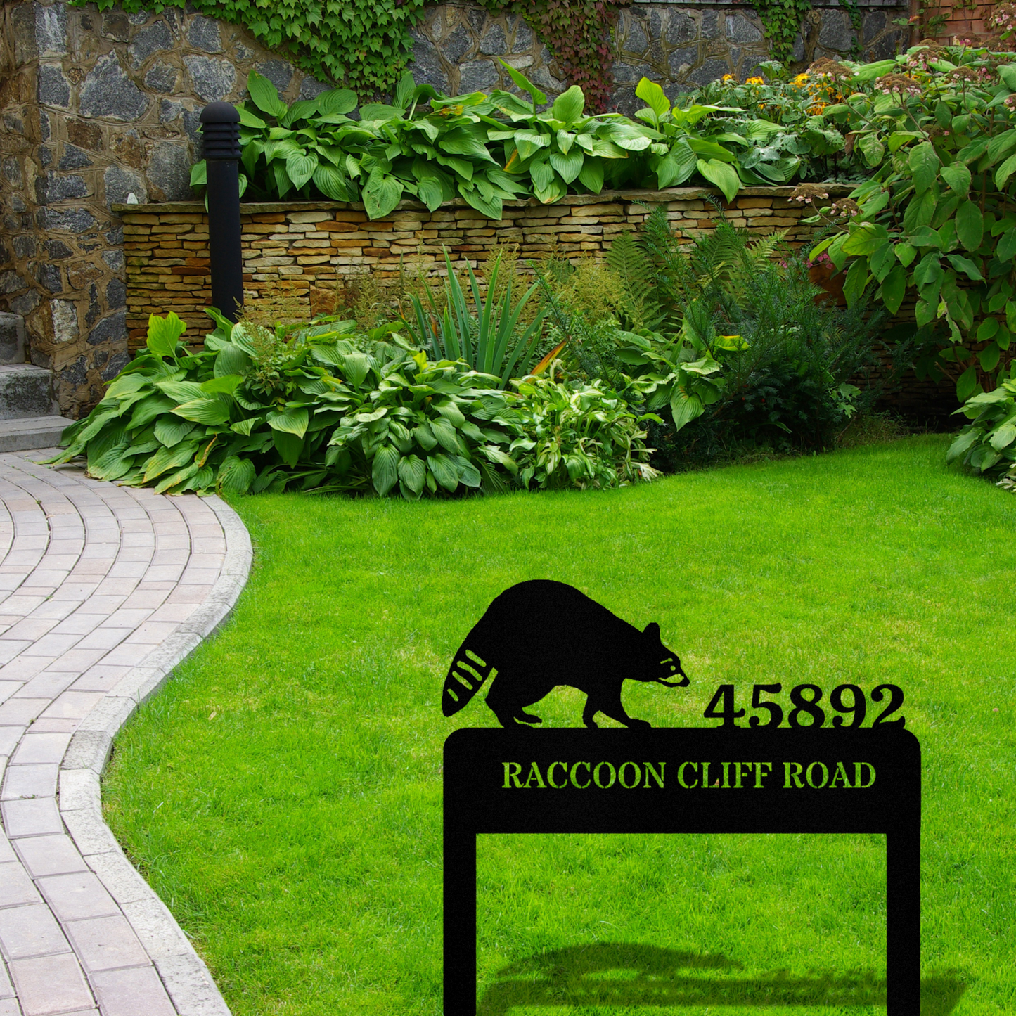 Raccoon Address Metal Stake, Address Plaque, Wildlife Address Stake, Housewarming Gift, House Closing Gift, Raccoon Lover Gift, Address Sign
