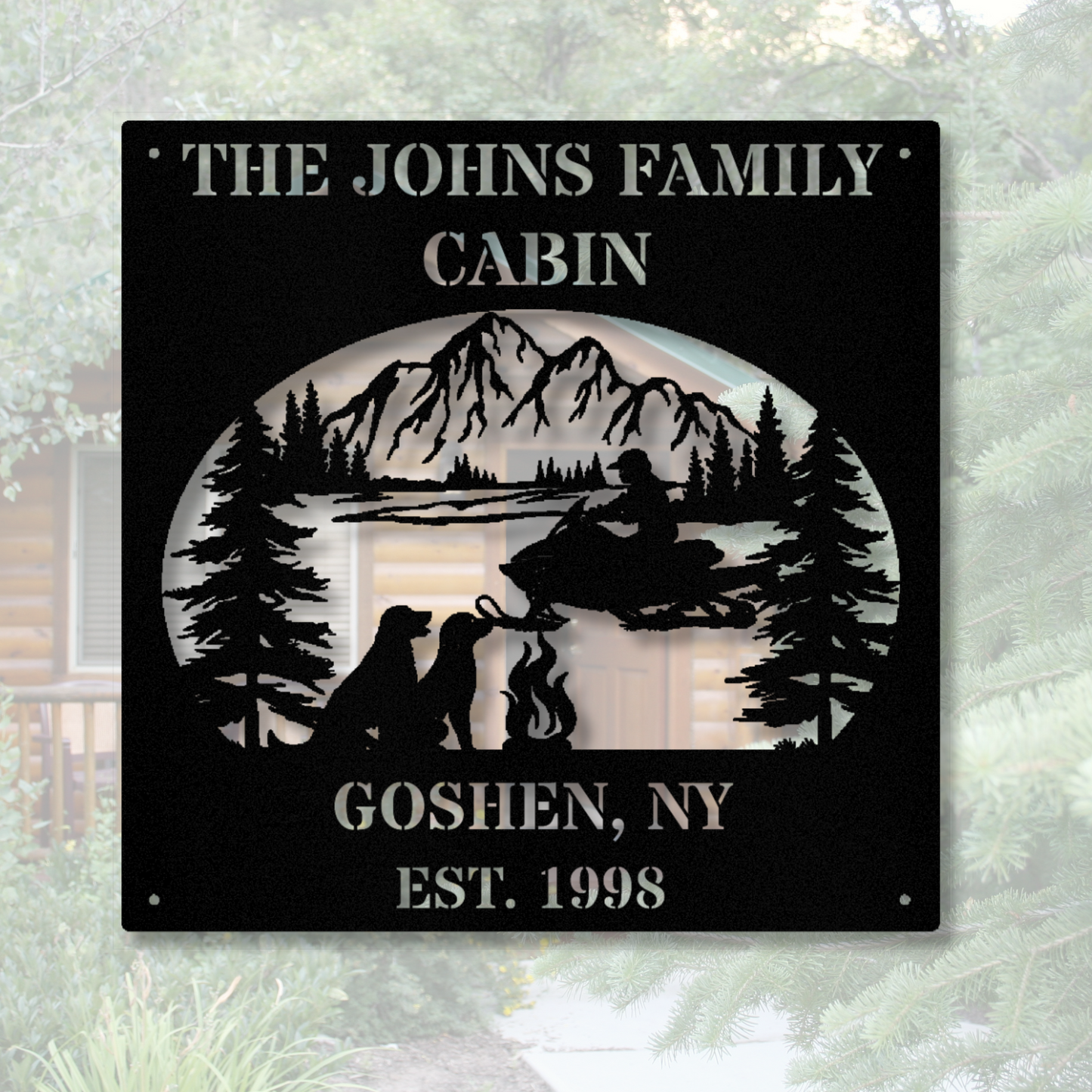 Personalized Mountain Cabin Metal Sign, Ski Mountain Sign, Last Name Metal Sign, Housewarming Gift, Family Name Sign