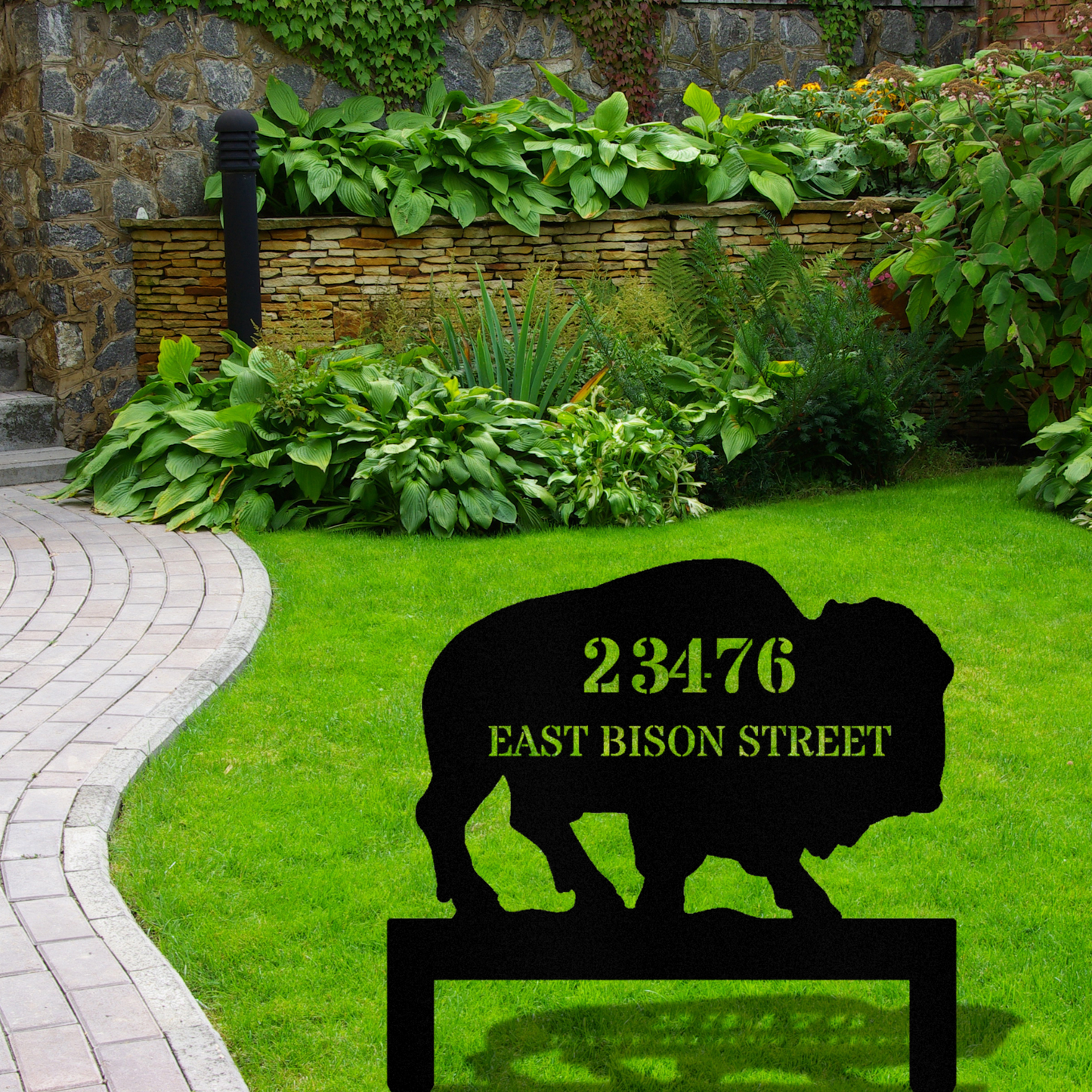 Bison Address Metal Stake, Address Plaque, Newhome Address Sign, Outdoor House Number, Wildlife Address Sign