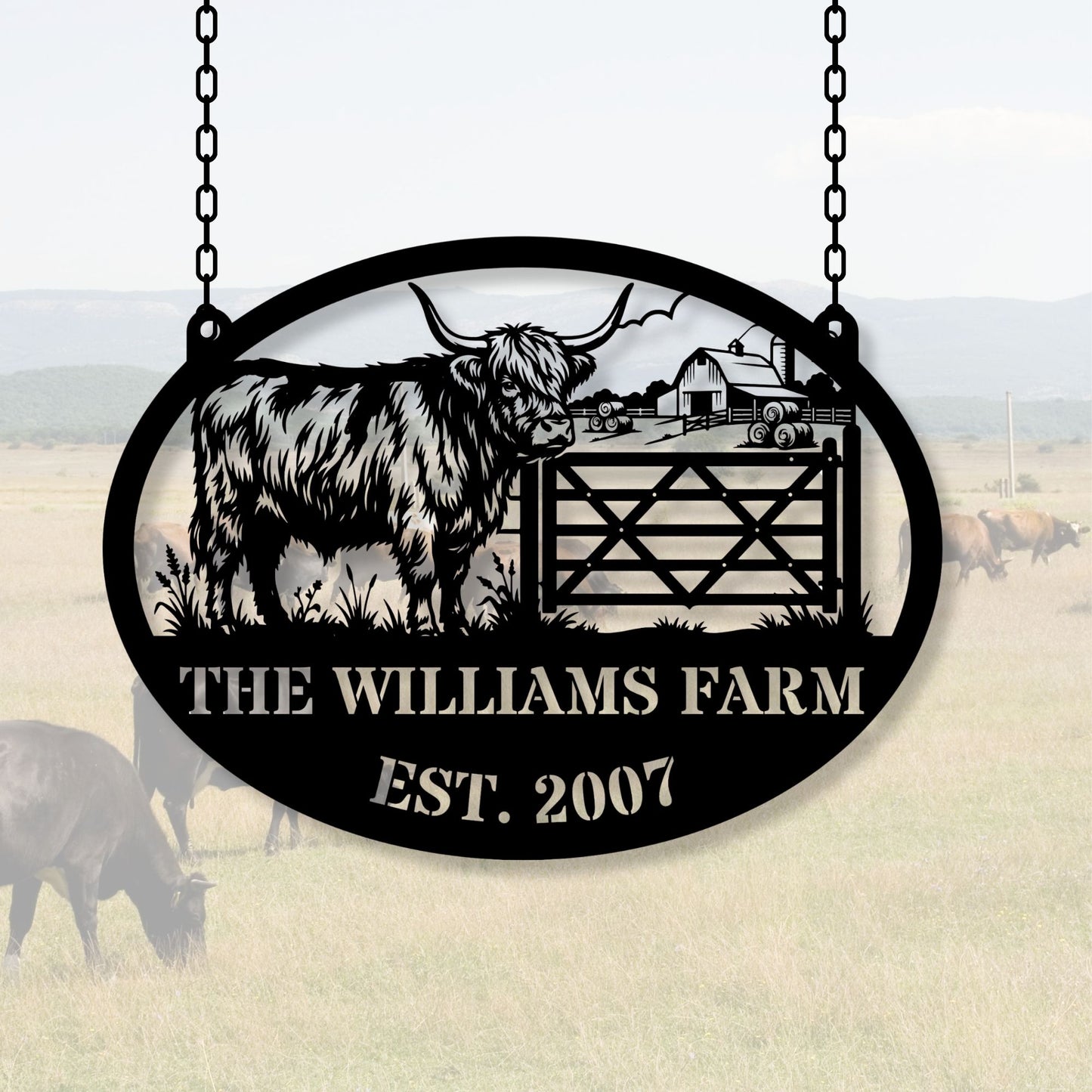 Personalized Cattle Ranch Sign, Custom Ranch Name Sign, Farm Sign, Western Ranch Decor, Cattle Farm Gift, Rustic Ranch House Wall Art
