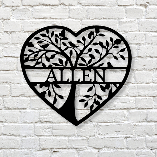 Personalized Heart Tree Metal Sign, Tree Metal Art, Tree of Life Art, Wall Decor, New Home Wall Art, Wedding Gift, Couples or Nature Art