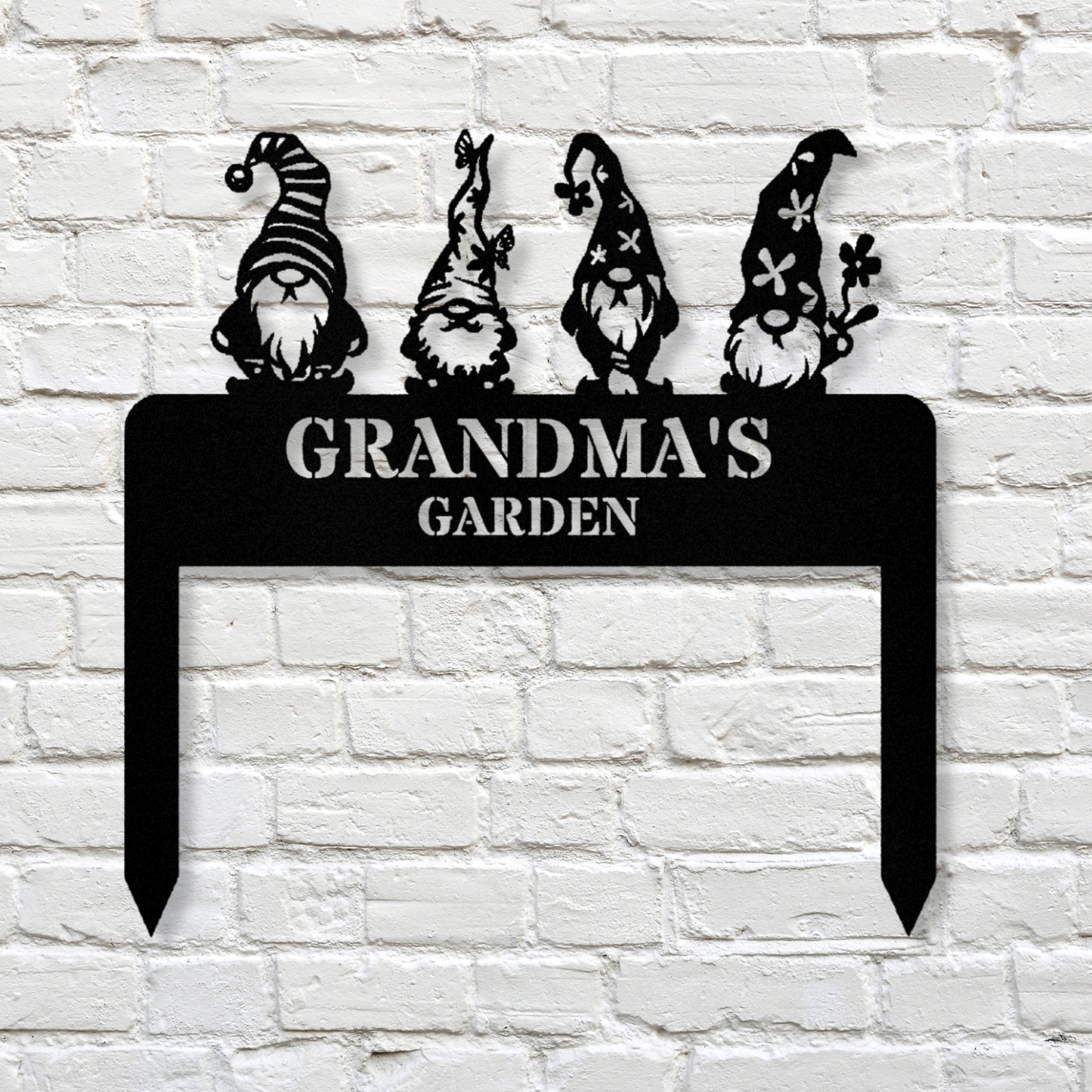 Gnome Metal Garden Stake, Garden Box Stake, Gnome Outdoor Decor, Grandma Gifts, Garden Lover Gift, Garden Metal Deor, Last Name Metal Stake