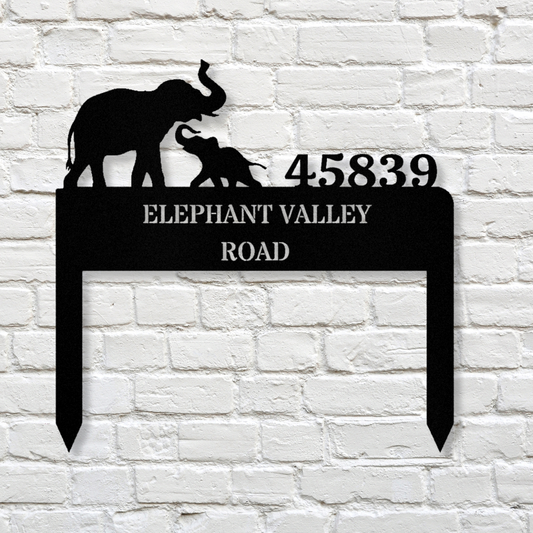 Customized Elephant Address Metal Stake, Elephant Metal Sign, Residence Address Sign, Housewarming Gift