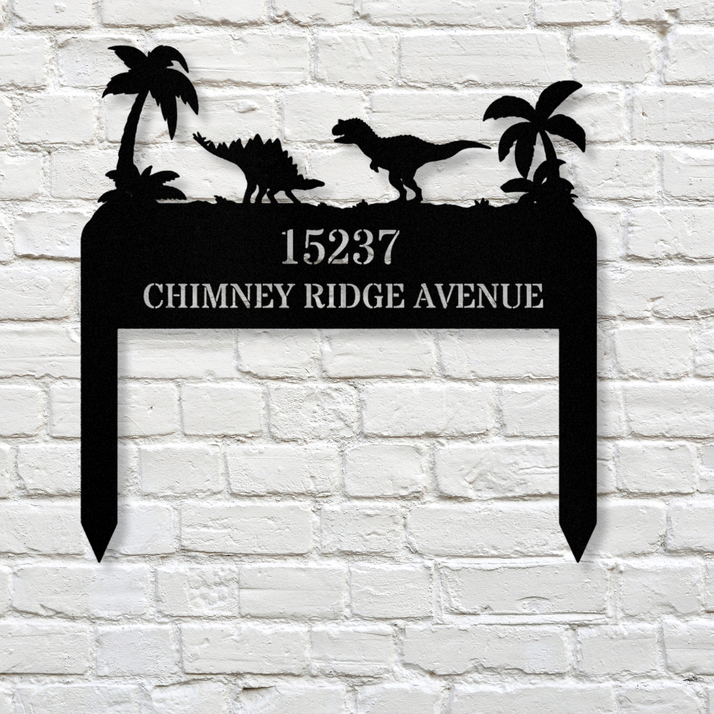 Customized Dinosaur Address Stake, House Number Metal Address Sign, Housewarming Gift, Horizontal Address Plaque, Address Signage, Jurassic