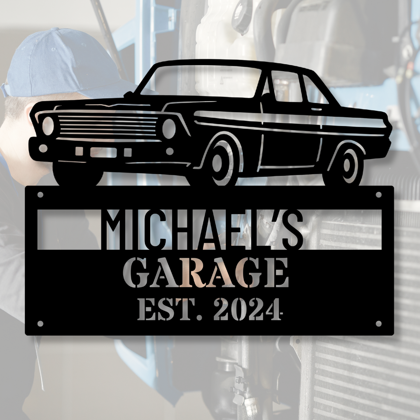 Custom Metal Garage Sign, Personalized Workshop Sign, Metal Home Decor, Unique Man Cave Sign, Custom Name Plate, Outdoor Garage Art