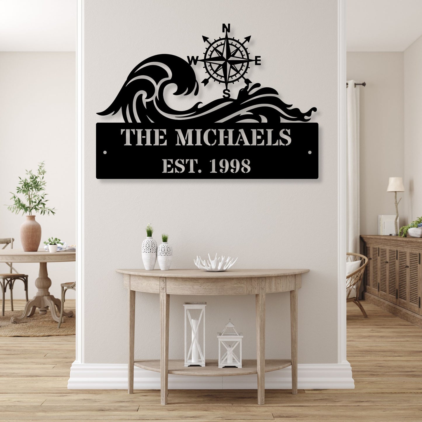 Personalized Nautical Compass Metal Sign, Custom Compass Wall Art, Nautical Decor, Maritime Home Decor, Metal Wall Sign Gift
