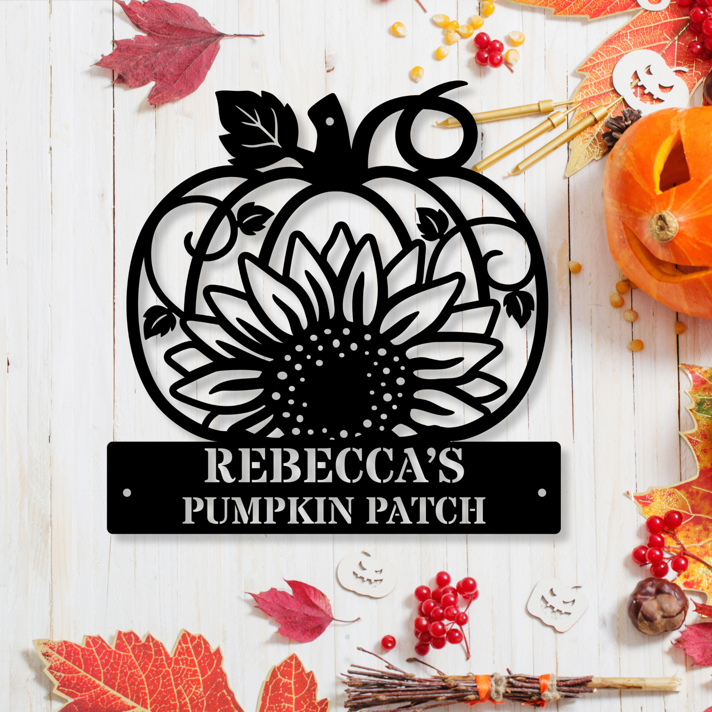 Pumpkin Name Metal Sign, Fall Decor Wall Art, Entryway Decor Sign, Large Wall Decor