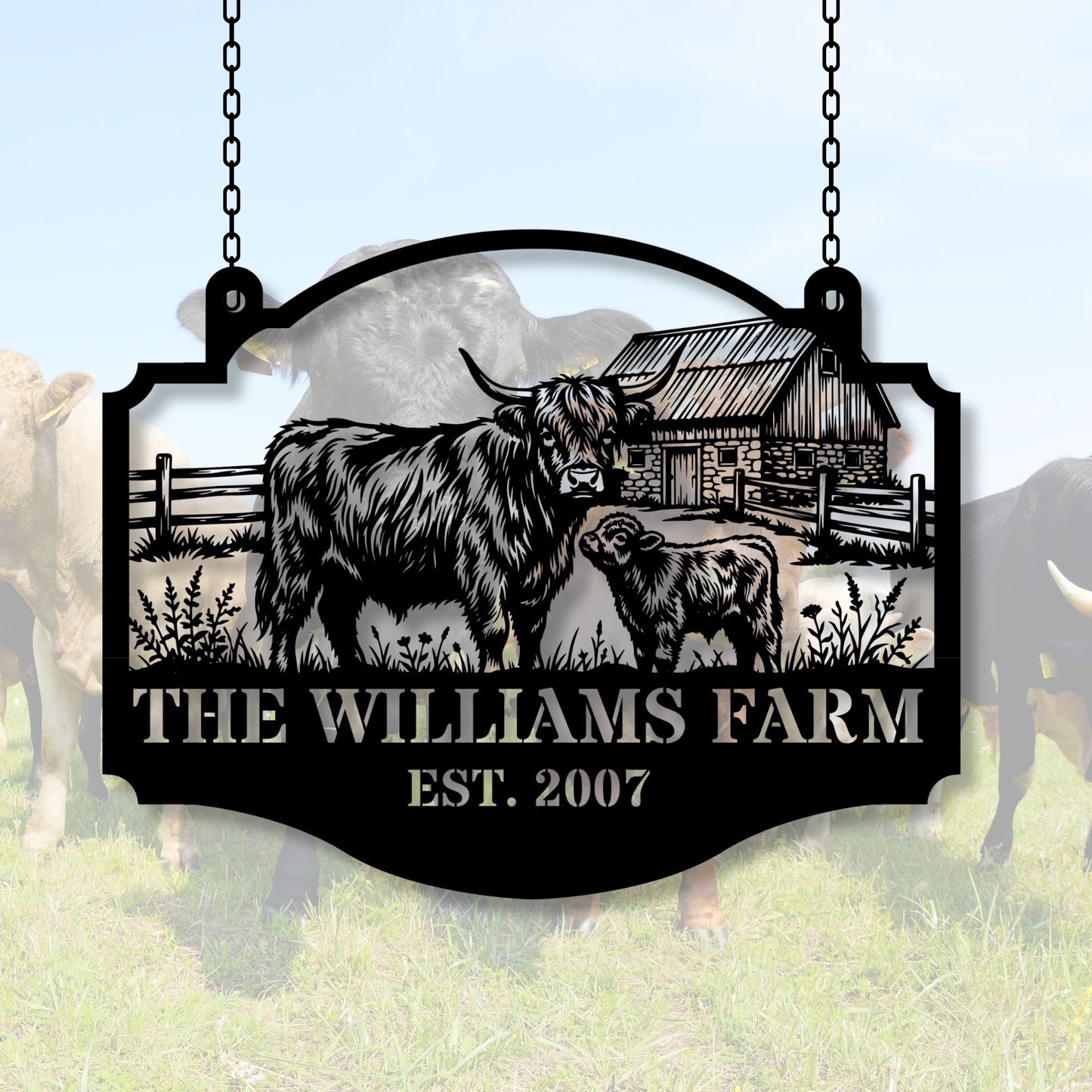 Custom Cattle Farm Sign, Personalized Ranch Sign, Farm Name Sign, Cattle Ranch Decor, Custom Farmhouse Sign, Livestock Gift