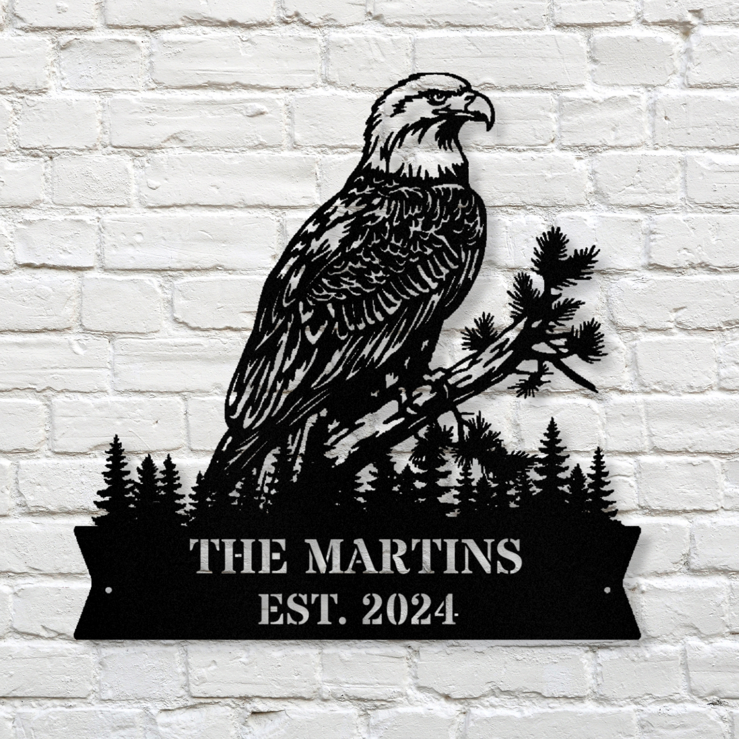 Custom Eagle Monogram Metal Wall Art Decor, Personalized Name & Address Sign, American Eagle Bird Lover Gift, Outdoor Patriotic Decor