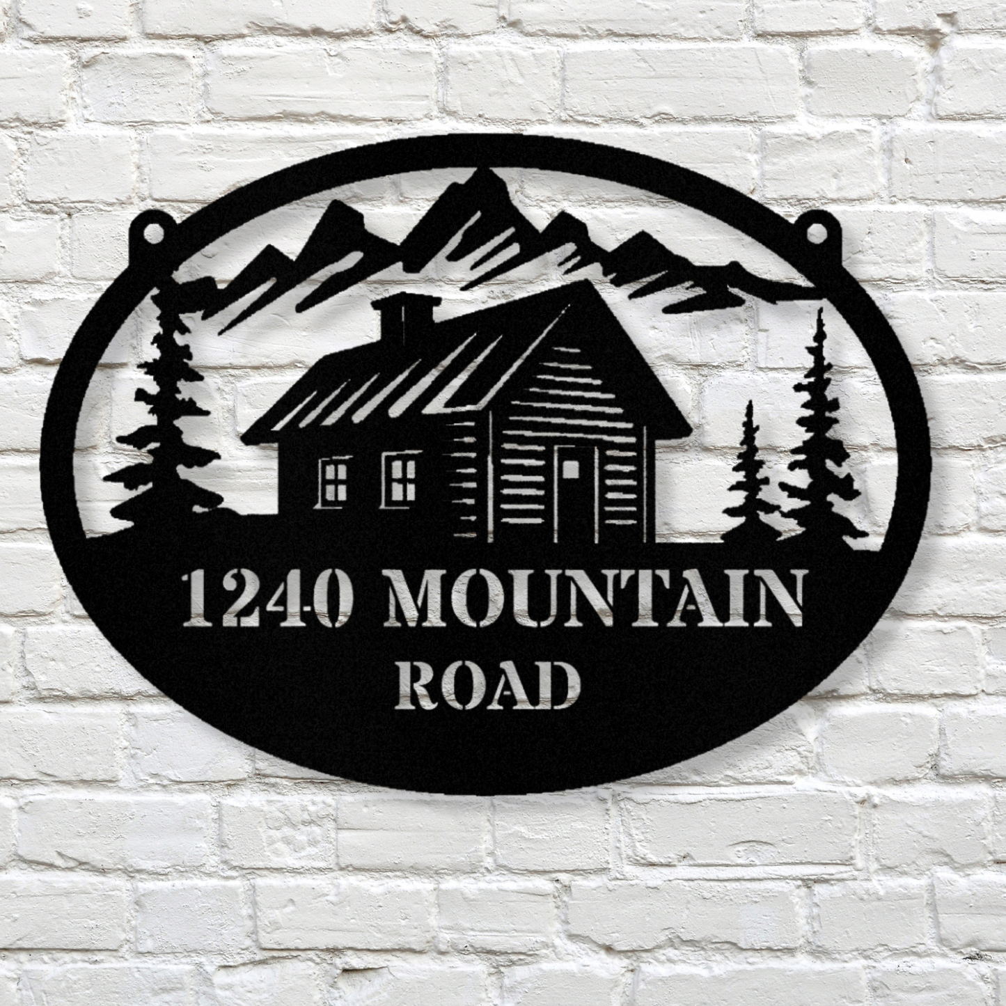 Custom Mountain Cabin Metal Sign, Personalized Cabin Address Sign, Rustic Cabin Decor, Mountain Retreat Gift, Custom Cottage Sign