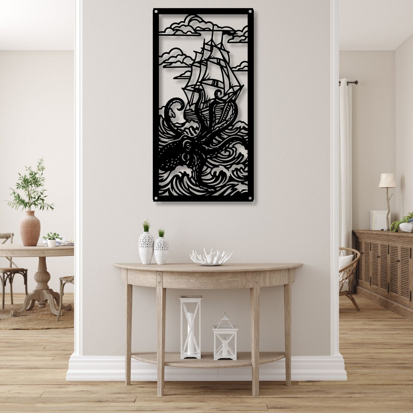 Metal Octopus Wall Art, Nautical Kraken Decor, Ocean Wall Art, Sea Creature Metal Art, Coastal Beach House Decor, Marine Life Gift