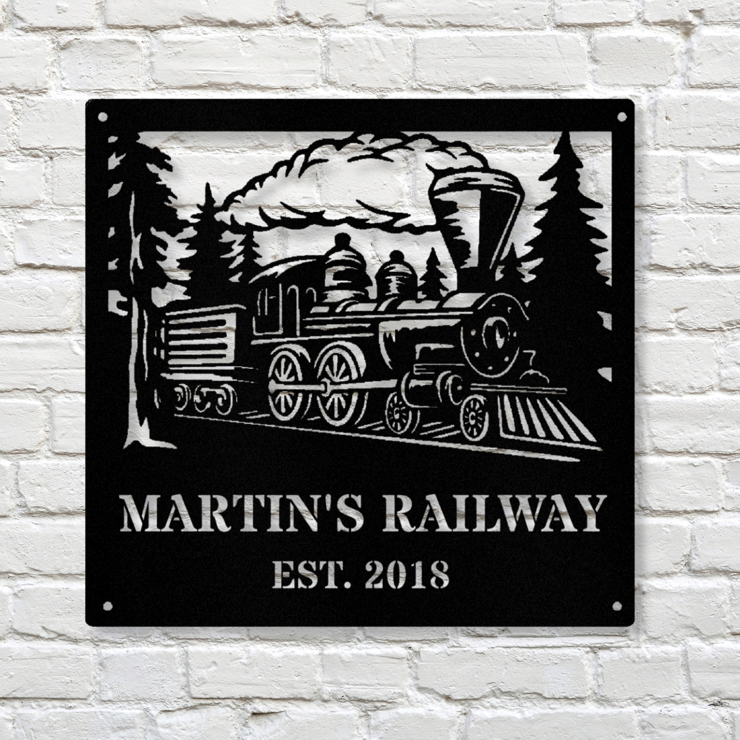 Custom Railway Metal Sign, Personalized Classic Train Metal Sign, Train Décor Father’s Day Gift, Railroad Wall Décor Train