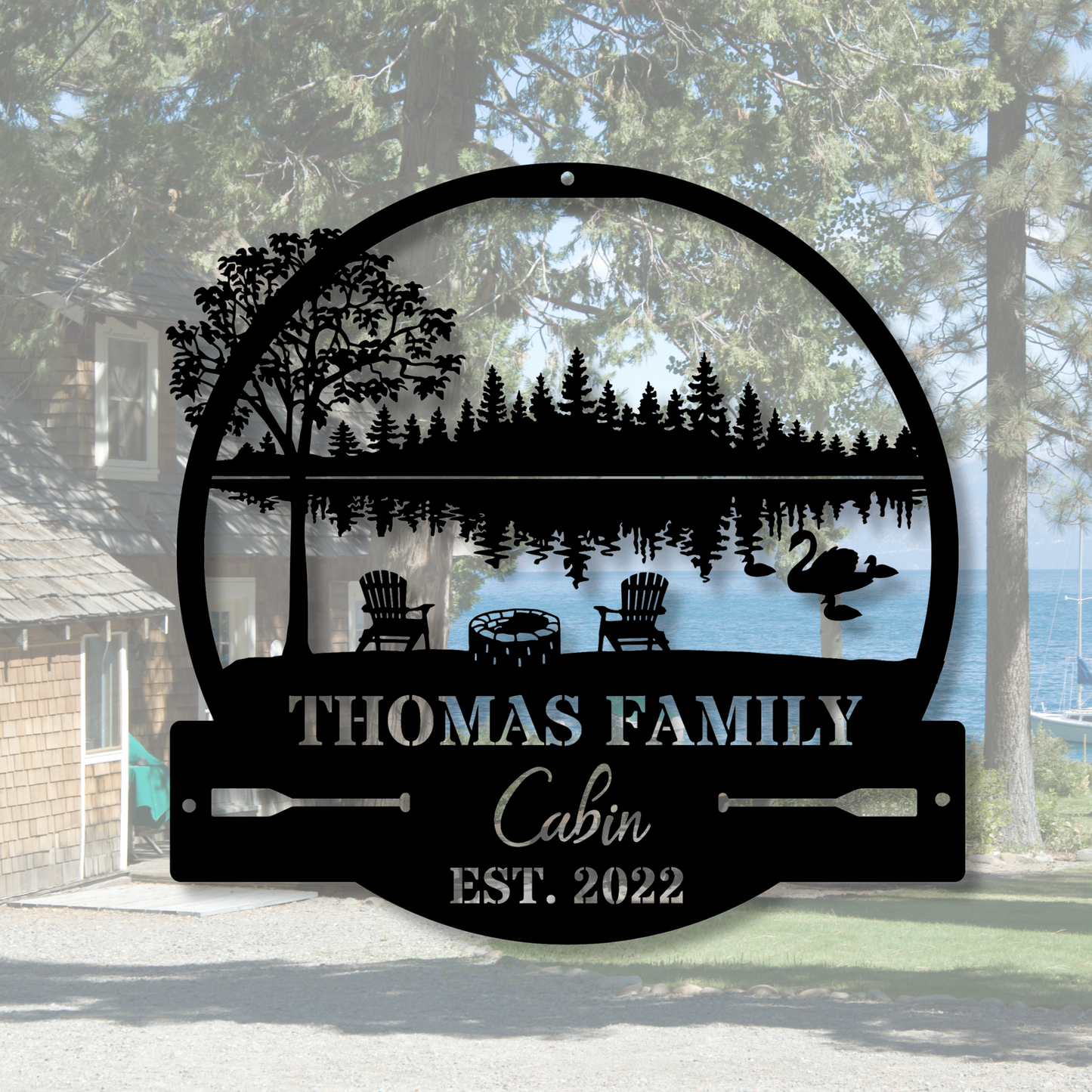 Customized Lakehouse Cabin Metal Sign, Cabin Metal Sign Decor, Christmas Gift, Established Sign, Wall Hanging for LakeHouse, Family Name Sign