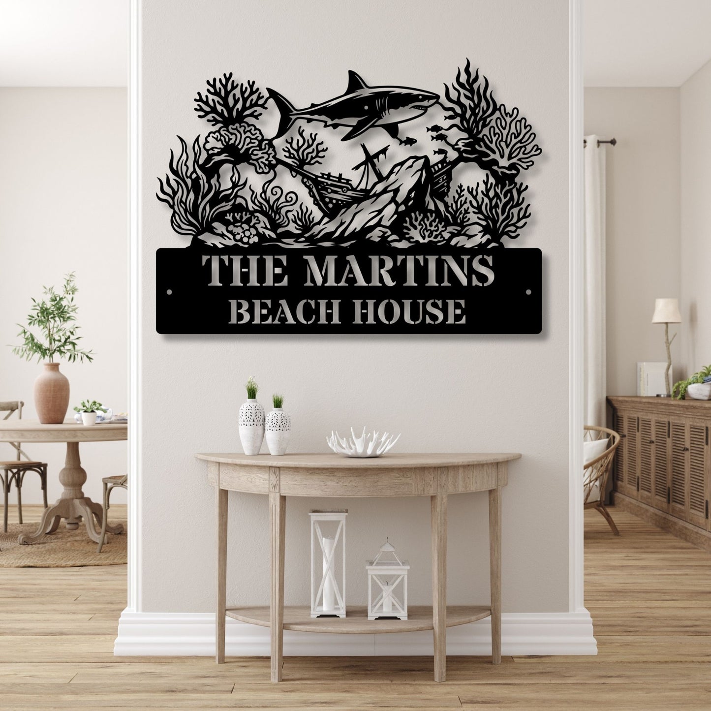 Personalized Seaside Metal Sign, Custom Beach House Sign, Coastal Decor, Ocean Wall Art, Nautical Home Decor, Beach Gift for Her