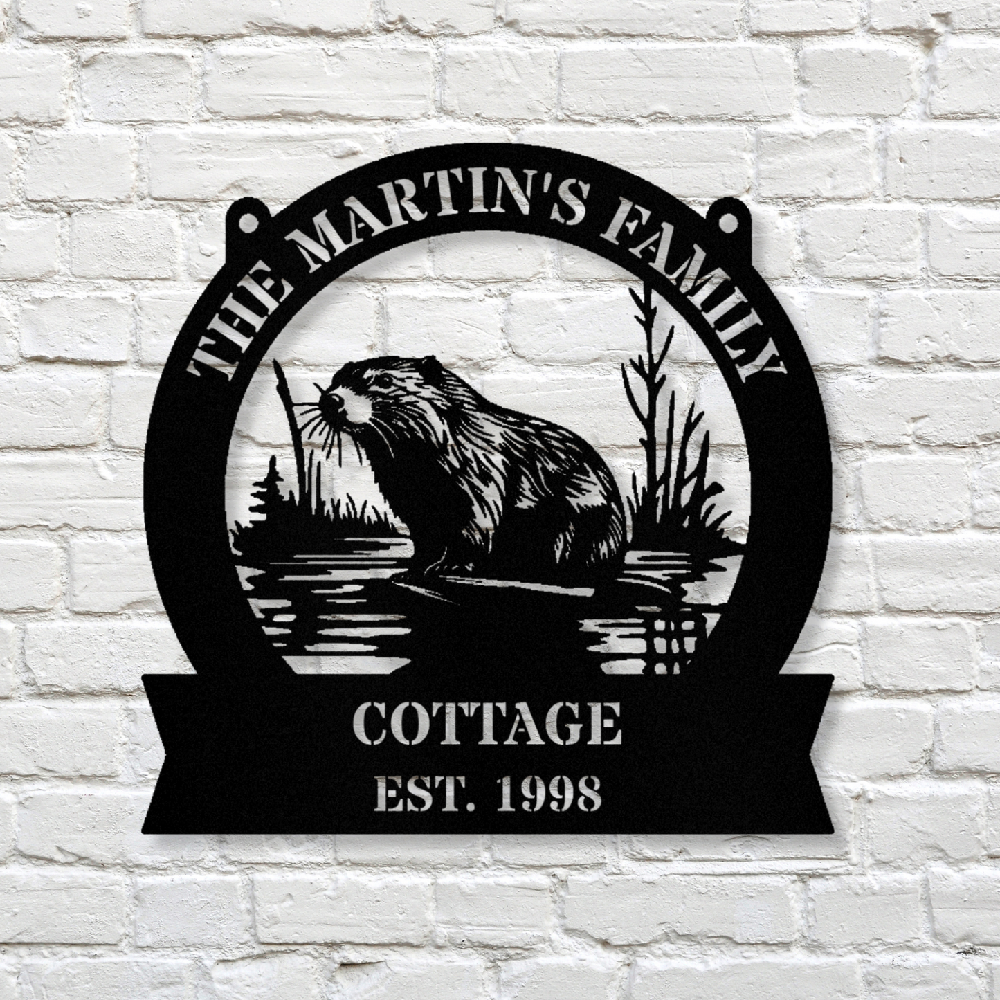 Beaver Metal Sign, Family Name Sign, Rustic Metal Decor, Customized Name Sign, Animal Wall Art, Wildlife Gift Decor