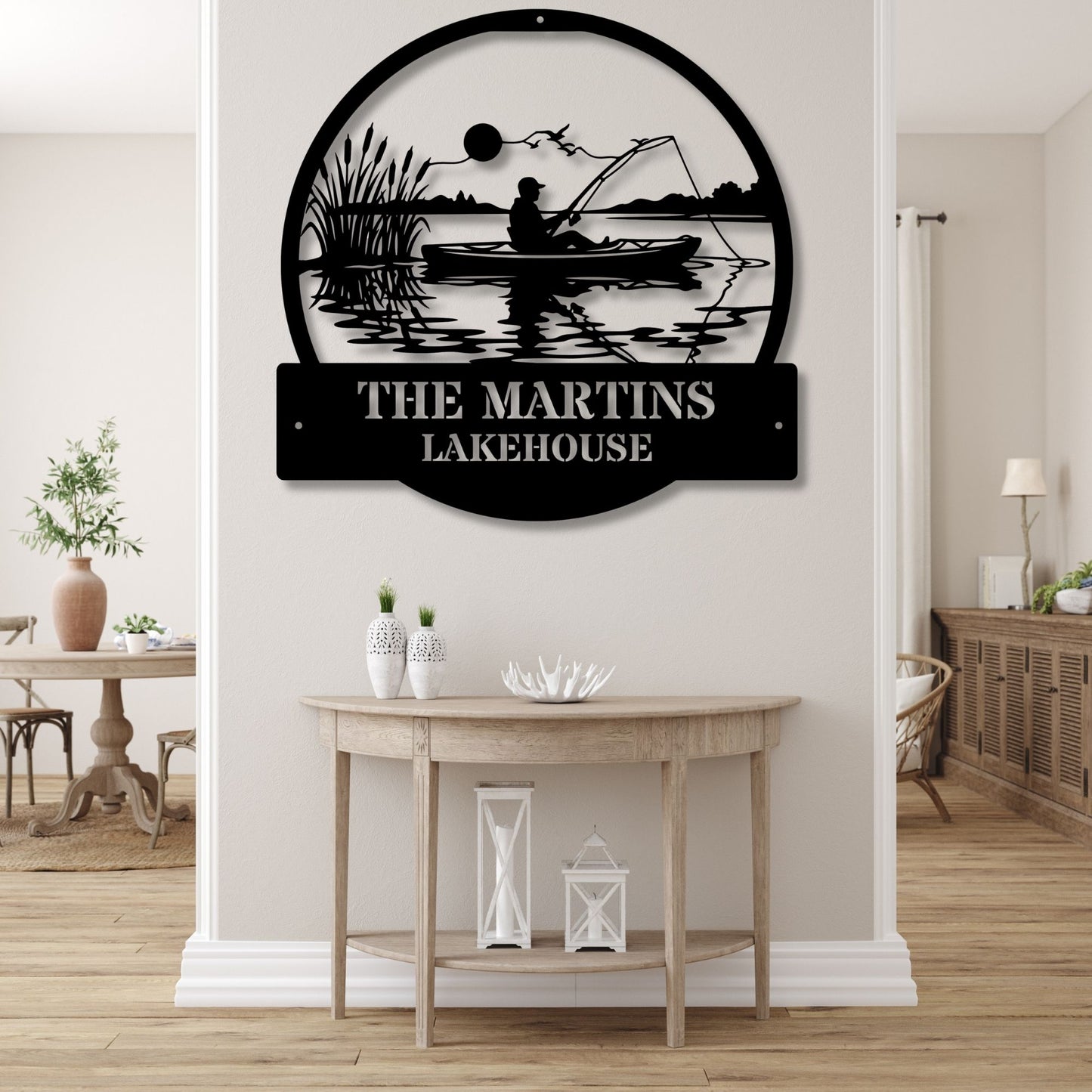 Custom fishing cabin sign, personalized fishing decor, lake house sign, fisherman gift, rustic cabin wall art, fishing lodge decor